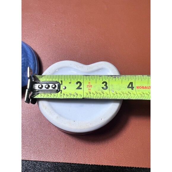 Vintage Ceramic Shell Trinket Box Blue Glazed with Floral Design Lid Coastal Dec - Picture 6 of 11